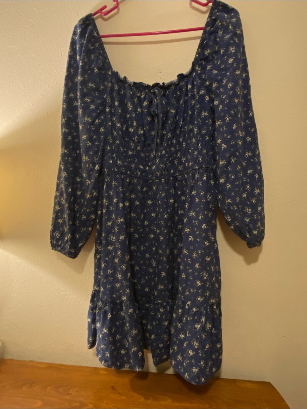 Women’s Celebrity Pink Floral Navy Prairie Dress Puffed Sleeves SzL